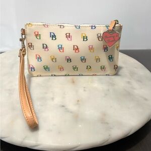 Vintage Dooney and Bourke Signature Logo Rainbow Print Wristlet Wallet Y2K